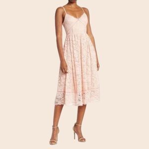 NSR Blush Pink Stretch Lace Midi Dress Size Small